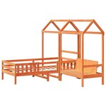 vidaXL Ensemble de lit et de banc avec toit 75x190 cm bois massif pin