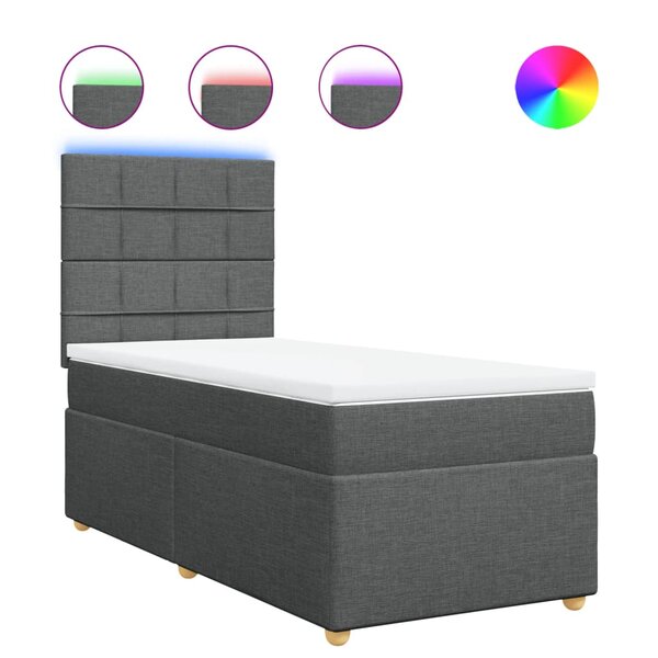 vidaXL Sommier à lattes de lit avec matelas Gris foncé 80x200 cm Tissu