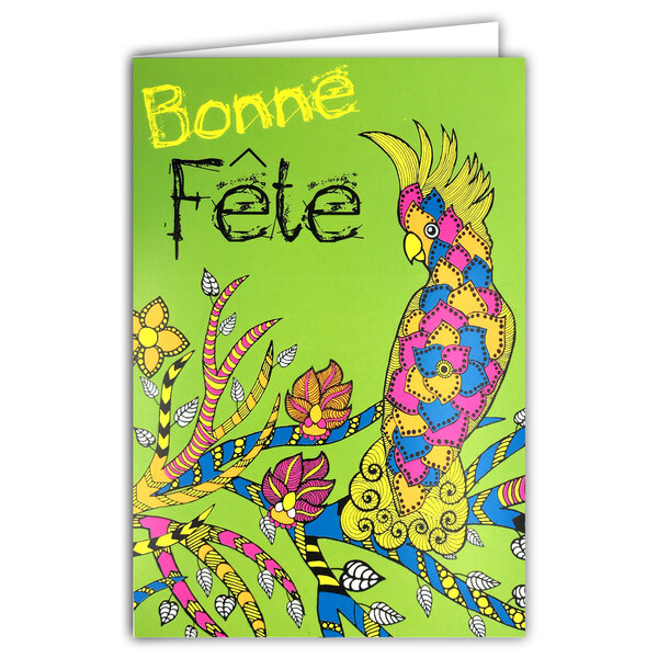 Carte FLUO Bonne Fête Oiseau Perruche Perroquet - Avec Enveloppe 12x17,5cm