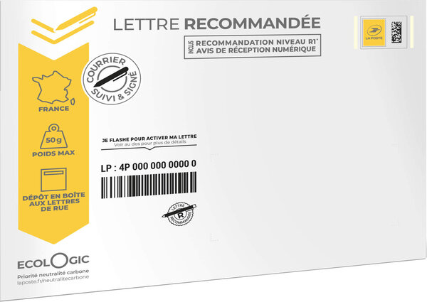 Prêt-à-Poster - Lettre Recommandée - 50g  - Enveloppe à l'unité
