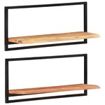 vidaXL Étagères murales 2 Pièces 80x25x35 cm Bois d'acacia et acier