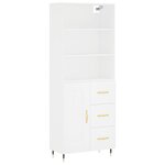 vidaXL Buffet haut Blanc 69 5x34x180 cm Bois d'ingénierie