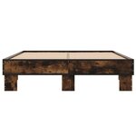 vidaXL Cadre de lit chêne fumé 120x190 cm bois d'ingénierie et métal