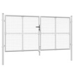 vidaXL Portal de jardin maille argenté 300x175 cm acier galvanisé