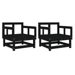 vidaXL Chaises de jardin lot de 2 noir bois massif de pin