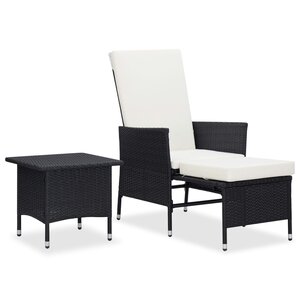 vidaXL Salon de jardin 2 Pièces avec coussins Résine tressée Noir
