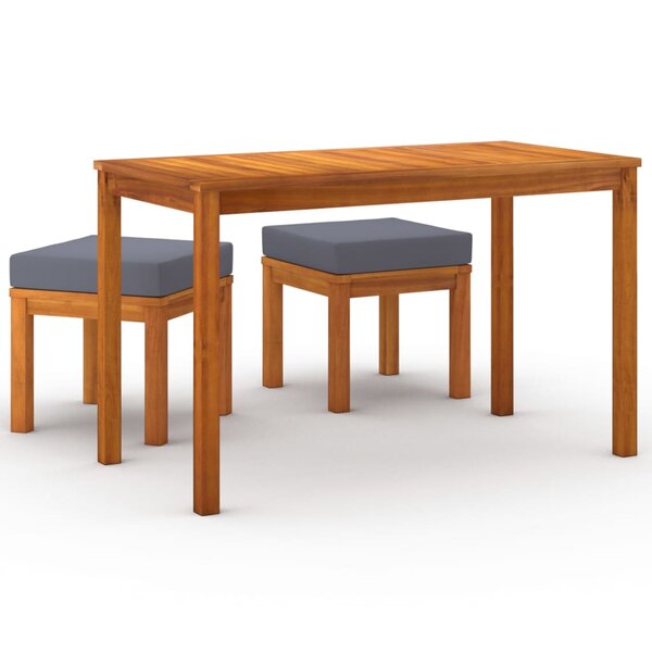 vidaXL Ensemble à manger de jardin 3 Pièces et coussins Acacia solide