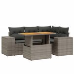 vidaXL Salon de jardin 5 Pièces avec coussins gris résine tressée