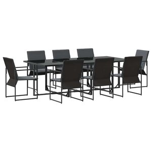 vidaXL Ensemble de salle à manger pour jardin 9 Pièces Noir Acier