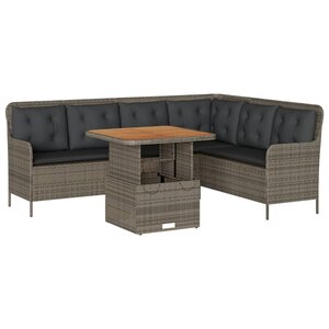 vidaXL Salon de jardin 2 Pièces avec coussins Gris Résine tressée