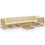 vidaXL Salon de jardin 7 Pièces avec coussins Bois de pin massif