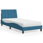 vidaXL Lit avec matelas bleu 80x200 cm velours