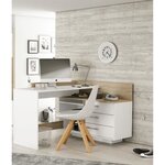 Bureau d'angle 3 tiroirs - chêne et blanc - 128 5 x 105 7 x 83 2 cm - THALES