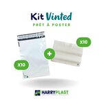 Kit colis Vinted - 10 enveloppes plastique N°1 (170x230 mm) + 10 pochettes porte-documents