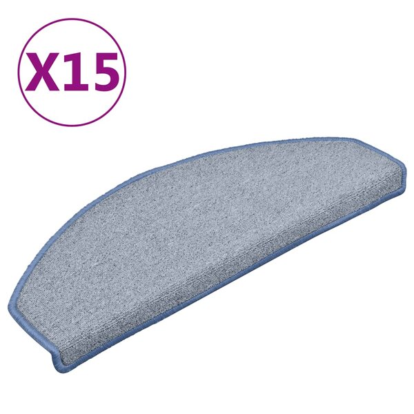 vidaXL Tapis de marches d'escalier 15 Pièces Gris clair et bleu 65x24x4cm