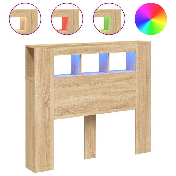 vidaXL Tête de lit à LED chêne sonoma 120x18 5x103 5cm bois ingénierie