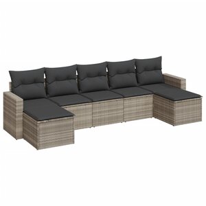 vidaXL Salon de jardin avec coussins 7 Pièces gris clair résine tressée