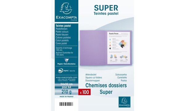 Paquet 100 chemises SUPER 210 24x32cm Rose EXACOMPTA