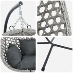vidaXL Panier de Chaise Œuf Suspendue avec Support Gris Osier