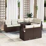 vidaXL Ensemble de Canapé de Jardin 9 pièces avec Coussins Marron Rattan Poly