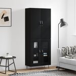 vidaXL Buffet haut Noir 69 5x34x180 cm Bois d'ingénierie