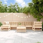 vidaXL Salon de jardin 8 Pièces Bois de pin massif