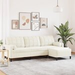 vidaXL Canapé à 3 places avec repose-pieds Crème 210 cm Velours