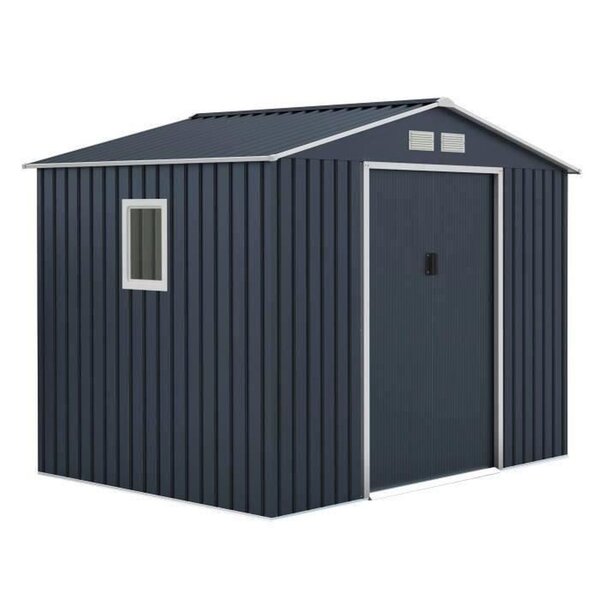 Abri de jardin en métal 5 29 m² - 277 x 191 x 202 cm - Kit d'ancrage inclus - Gris