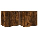 vidaXL Meubles TV muraux et lumières LED 2Pièces chêne fumé 40 5x35x40 cm
