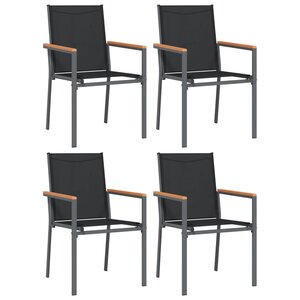 vidaXL Chaises de jardin lot de 4 noir 55x61 5x90cm textilène et acier