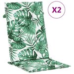 vidaXL Coussins de chaise à dossier haut lot de 2 modèle de feuille