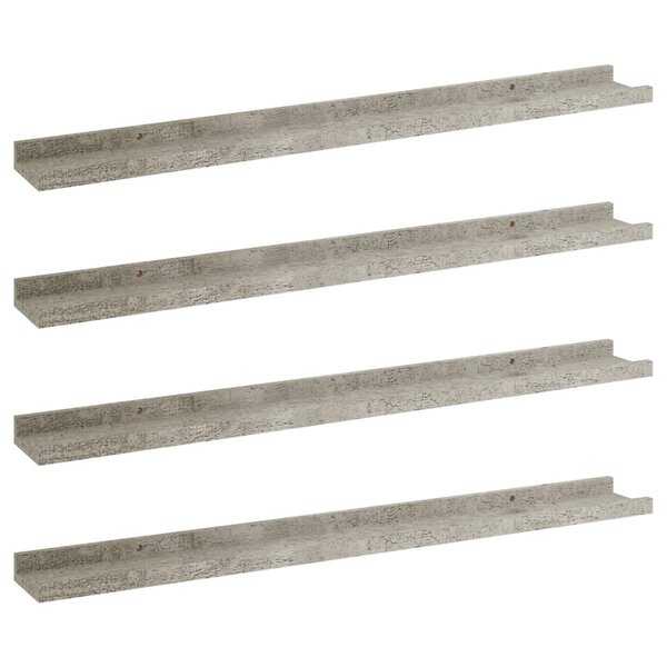 vidaXL Étagères murales 4 Pièces Gris béton 80x9x3 cm