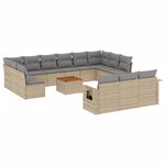 vidaXL Salon de jardin et coussins 14 Pièces mélange beige résine tressée