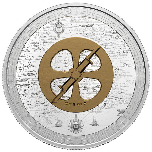 Pièce de monnaie en Argent 50 Dollars g 157.6 Millésime 2021 CHAMPLAIN AND THE ASTROLABE