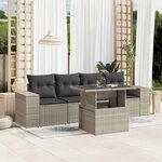 vidaXL Salon de jardin 5 Pièces avec coussins gris clair résine tressée