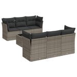 vidaXL Salon de jardin avec coussins 7 Pièces gris résine tressée