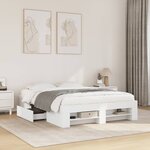 vidaXL Cadre de lit Blanc 120x190 cm bois d'ingénierie