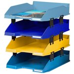 Set de 4 corbeilles-à-courrier Combo Midi Bee Blue - Couleurs assorties EXACOMPTA