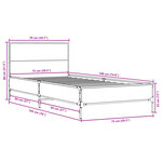 vidaXL Cadre de lit sonoma gris 75x190 cm bois d'ingénierie et métal