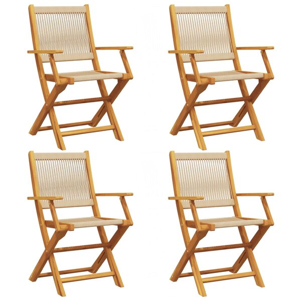vidaXL Chaises de jardin pliantes lot de 4 beige bois d'acacia massif