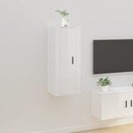 vidaXL Meuble TV mural Blanc brillant 40x34 5x100 cm
