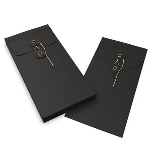 Lot de 10 enveloppes à soufflets à rondelle et ficelle noir 220x110