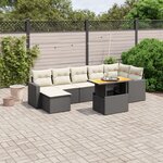 vidaXL Salon de jardin 8 Pièces avec coussins noir résine tressée