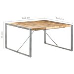 vidaXL Table à manger 140x140x75 cm Bois de manguier brut