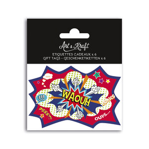 Sachet de 6 étiquettes - motifs comics