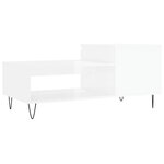 vidaXL Table basse Blanc brillant 100x50x45 cm Bois d'ingénierie