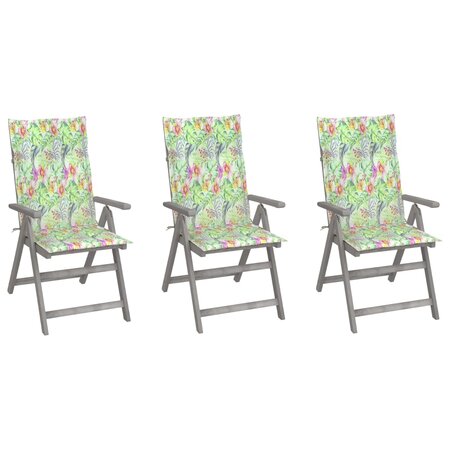 vidaXL Chaises inclinables de jardin lot de 3 et coussins Bois acacia