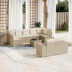vidaXL Salon de jardin avec coussins 10 Pièces beige résine tressée