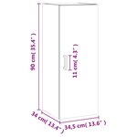 vidaXL Armoire murale chêne fumé 34 5x34x90 cm