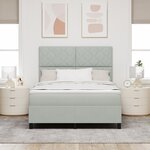 lit box spring vidaXL avec matelas et lumière LED gris clair 140x190 cm velours